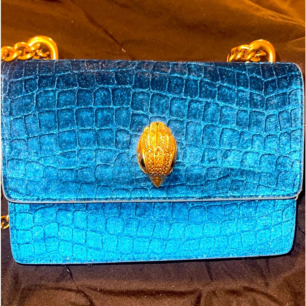 Kurt Geiger Croc Embossed Mini Velvet Kensington Bag